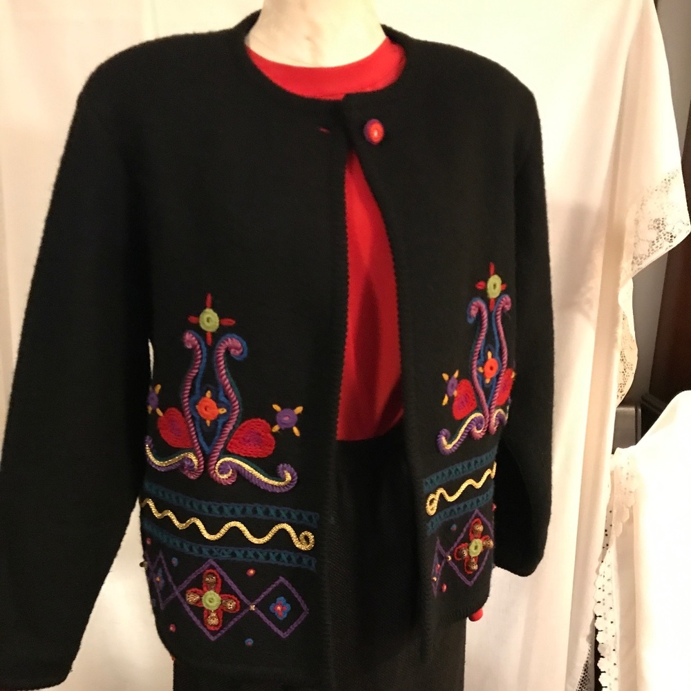 Vintage Doncaster heavy black wool sweater, size small